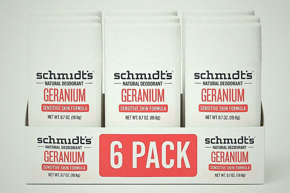 6 Schmidt's GERANIUM FLOWER Natural Deodorant .70 TRAVEL SIZE Sealed