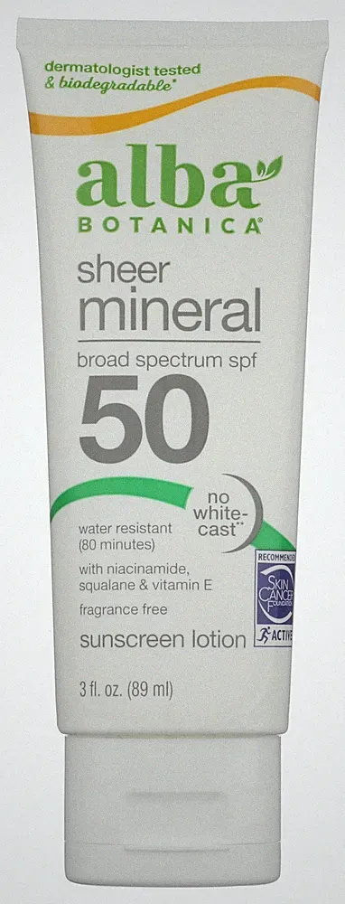 Alba Botanica Mineral Sunscreen Lotion SPF 50, Broad Spectrum, Fragrance Free