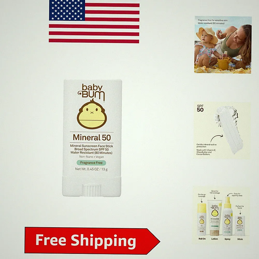 Baby Bum SPF 50 Mineral Sunscreen Stick - Sensitive Skin Protection, Travel Size