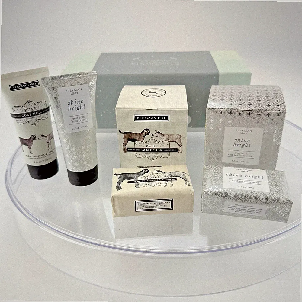 Beekman 1802 6 Pc Goat Milk Set Pure & Shine Bright Cream Soap Gift Box