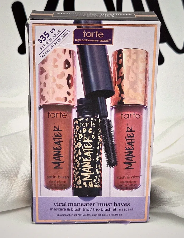 Tarte Maneater Mascara & Blush Trio Makeup Set Travel Size Gift Set